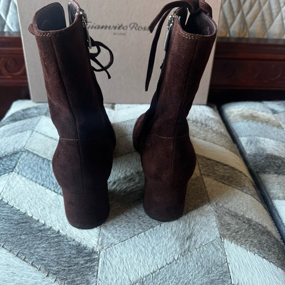 Gianvito Rossi 'Mackay" Suede Lace-Up Block Heel Boot , sz 37 - Picture 10 of 14